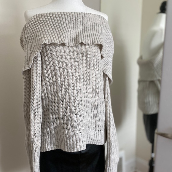 Off-The-Shoulder Cream Sweater - Picture 3 of 3